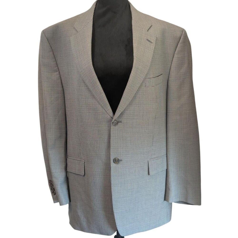 VINTAGE Ralph Lauren Woolmark Blazer 44R Houndstooth Tweed Suit Coat